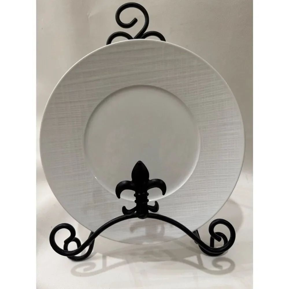 Bernardaud Organza France Porcelain White Textured Dinner Plate 10 1/2 In Round
